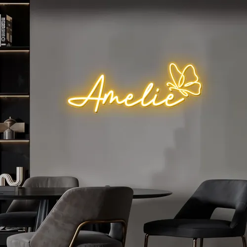 Amelie with Butterfly Neon Sign - Imprint Now - NZ