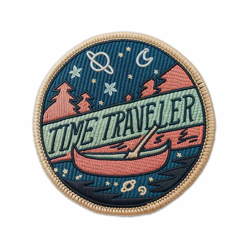 Round Time Traveler Iron On Patch - Imprint Now - NZ
