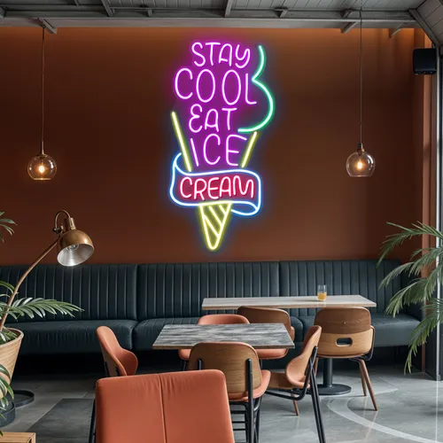 Stay Cool n Eat Ice Cream Neon Sign - Imprint Now - NZ