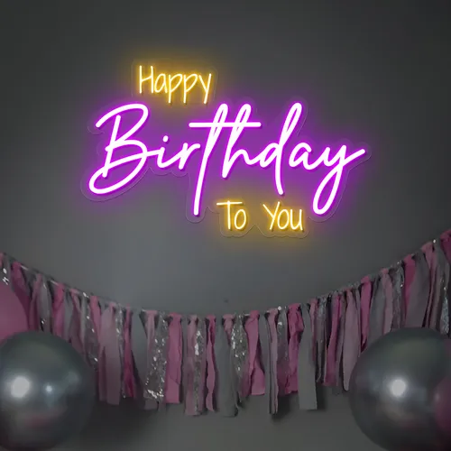 Bright Happy Birthday Neon Sign - Imprint Now - NZ