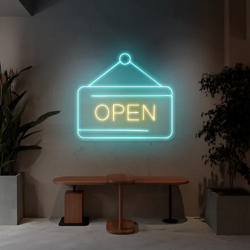 Glowing Open Neon Sign - Imprint Now - NZ