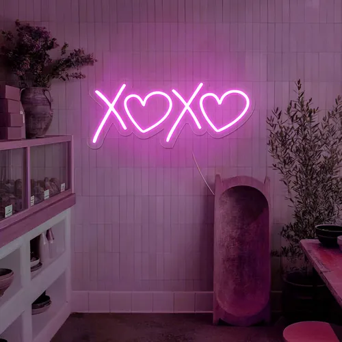 XOXO Heart Pink Neon Sign - Imprint Now - NZ