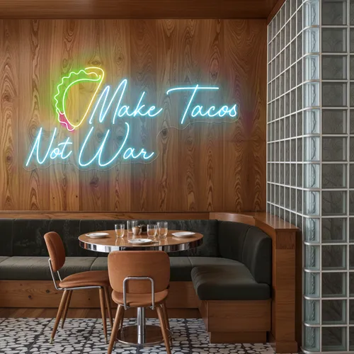 Spicy "Make Tacos Not War" Neon Sign - Imprint Now - NZ