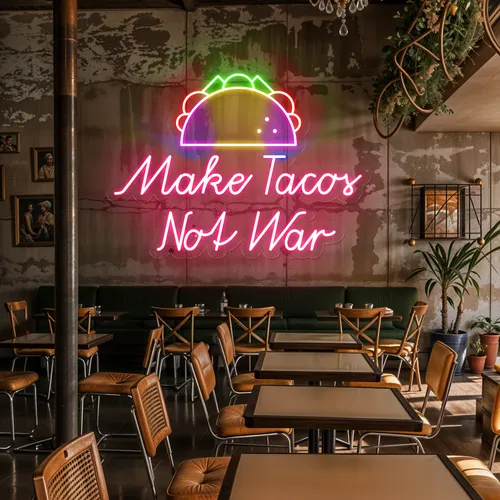 Crispy "Make Tacos Not War" Neon Sign - Imprint Now - NZ