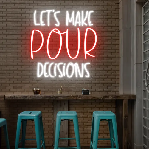 Vibrant "Let's Make Pour Decisions" Neon Sign - Imprint Now - NZ