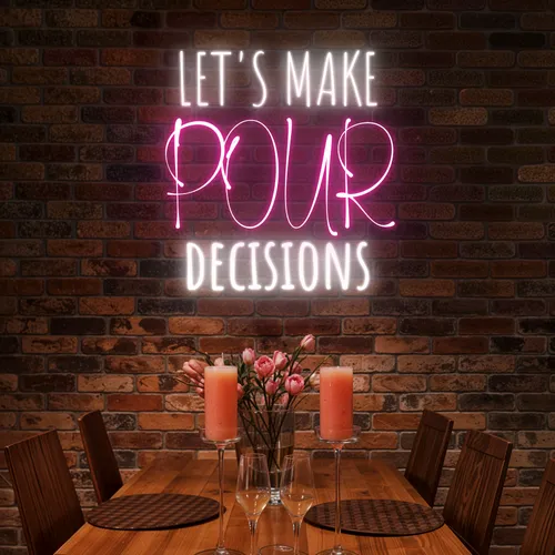 Elegant "Let's Make Pour Decisions" Neon Sign - Imprint Now - NZ