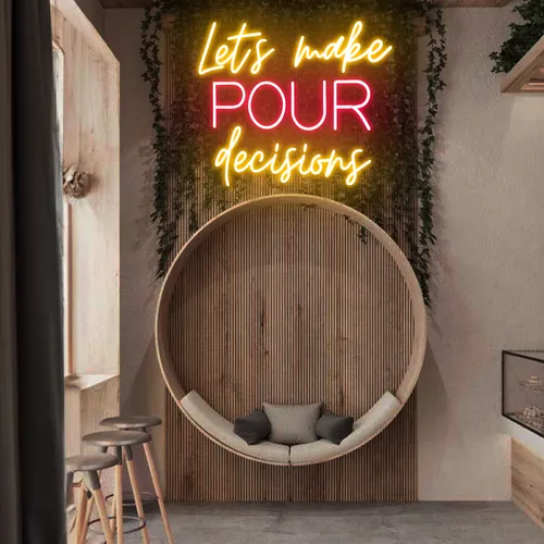 Glowing "Let's Make Pour Decisions" Neon Sign - Imprint Now - NZ