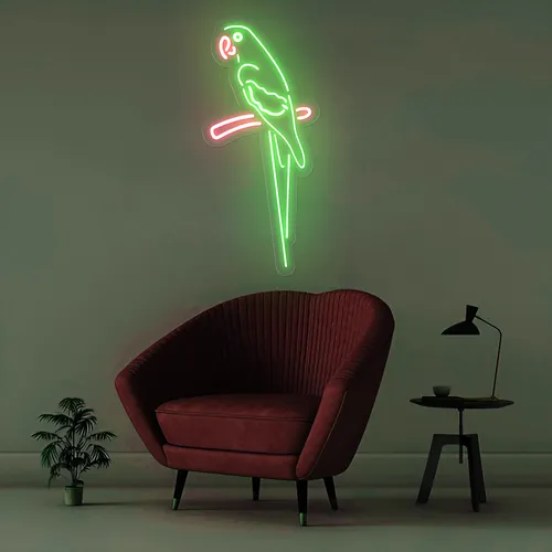 Green Parrot Vertical Neon Sign - Imprint Now - NZ