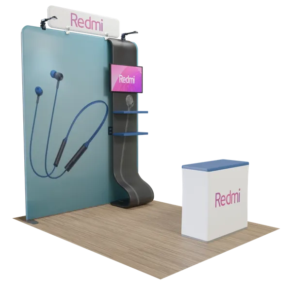 Custom Media Display with TV Stand Tension Fabric 2.4 m x 2.4 m - Imprint Now - NZ