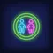 Boy & Girl Silhouettes Circle Neon Sign - Imprint Now - NZ