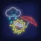 Cartoon Sun With Umbrella Rain Neon Sign - Imprint Now - NZ