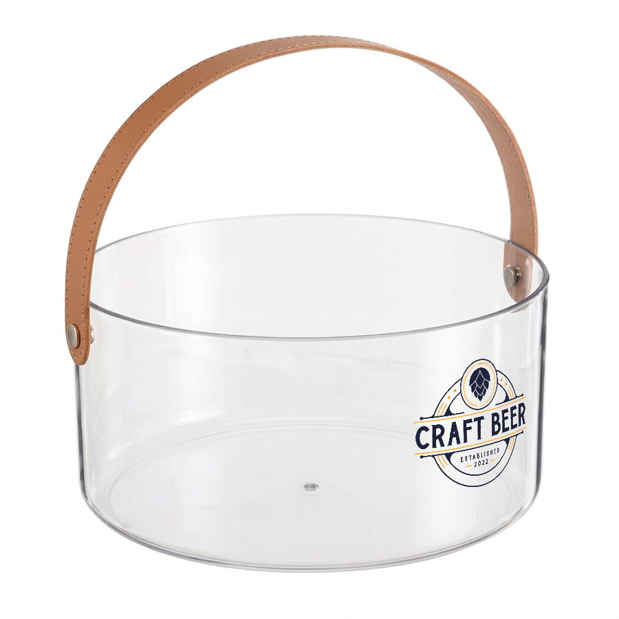 Leather-Strap Clear Drink Buckets - Imprint Now - NZ