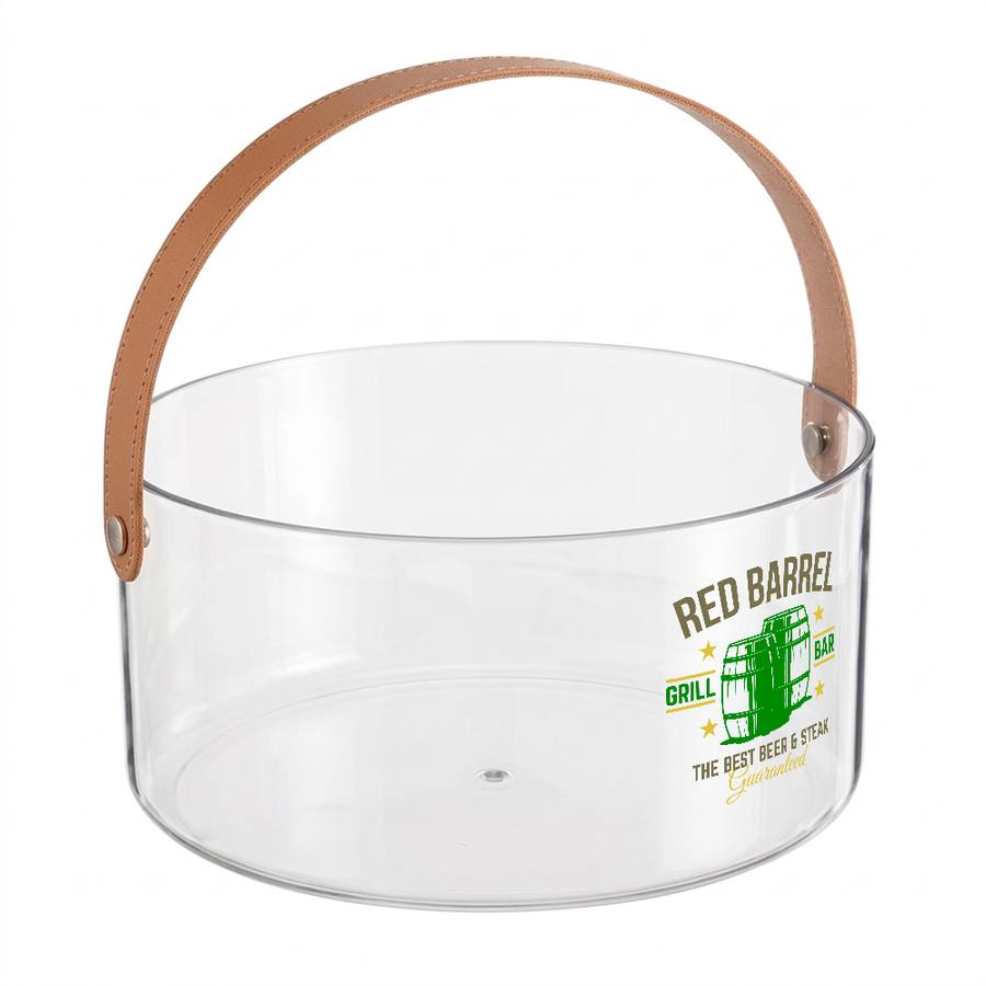 Leather-Strap Clear Drink Buckets - Imprint Now - NZ