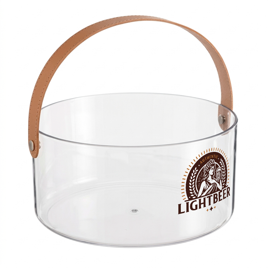Leather-Strap Clear Drink Buckets - Imprint Now - NZ
