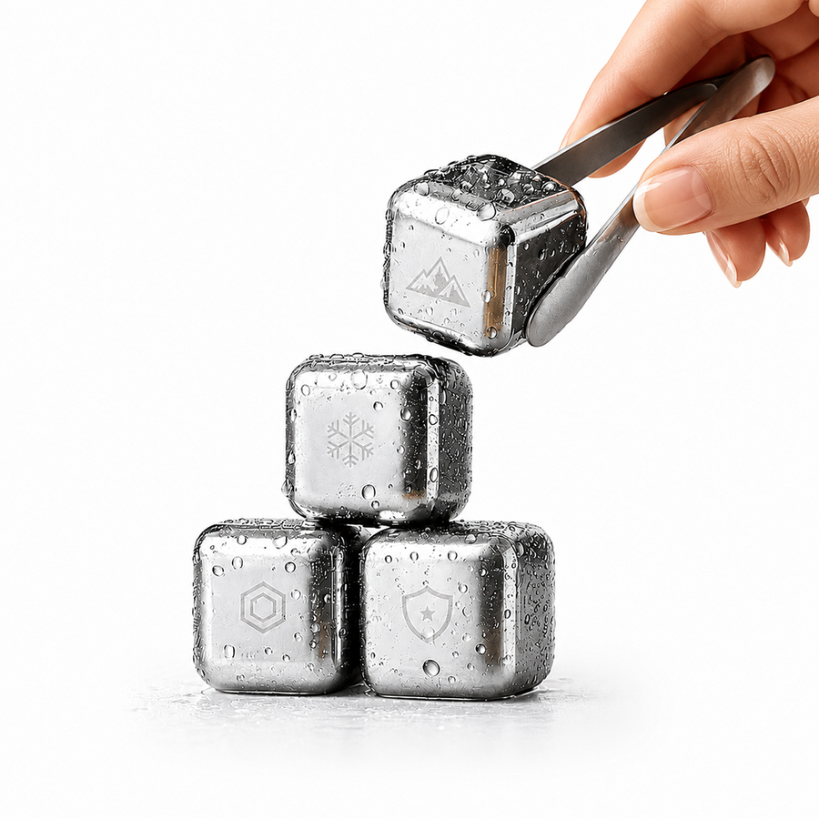 Silver Stainless Steel Ice cubes - Imprint Now - NZ