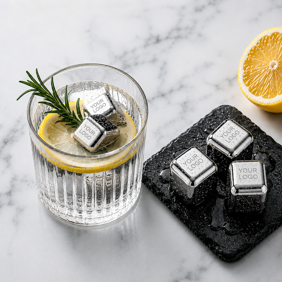 Silver Stainless Steel Ice cubes - Imprint Now - NZ