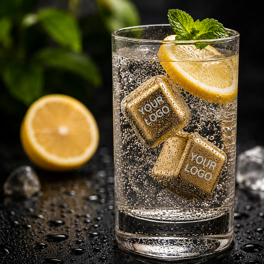 Gold Stainless Steel Ice Cubes - Imprint Now - NZ