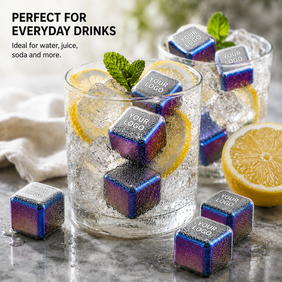 Rainbow Stainless Steel Ice Cubes - Imprint Now - NZ