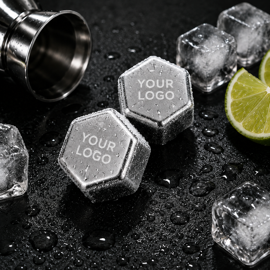 Hexagon Stainless Steel Ice Cubes - Imprint Now - NZ