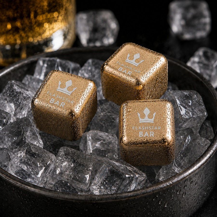 Gold Stainless Steel Ice Cubes - Imprint Now - NZ