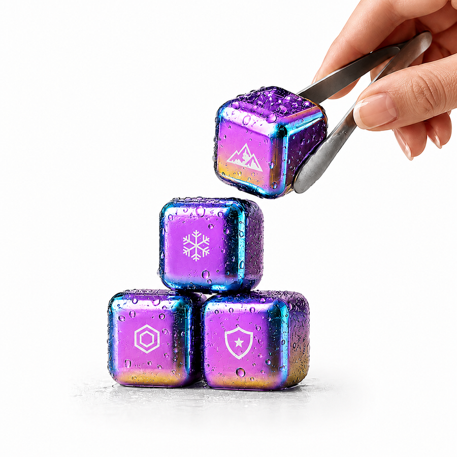 Rainbow Stainless Steel Ice Cubes - Imprint Now - NZ