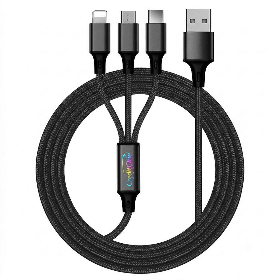 Nylon Braided 3-in-1 Charging Cables - Imprint Now - NZ