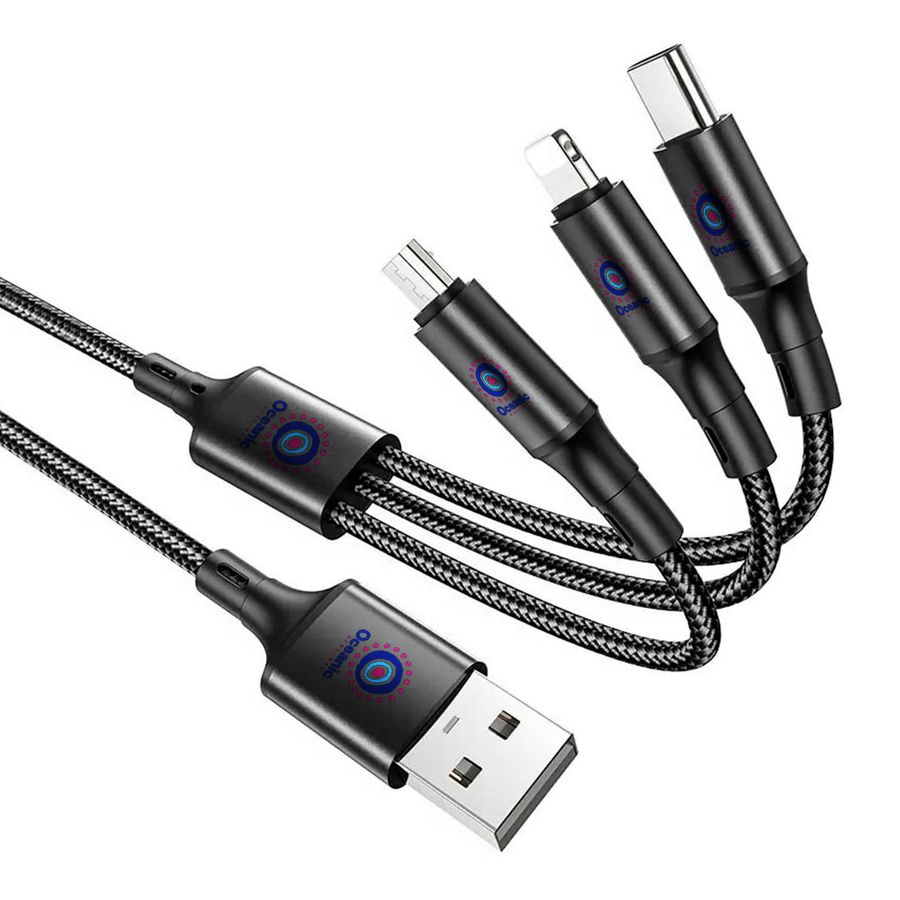 Nylon Braided 3-in-1 Charging Cables - Imprint Now - NZ