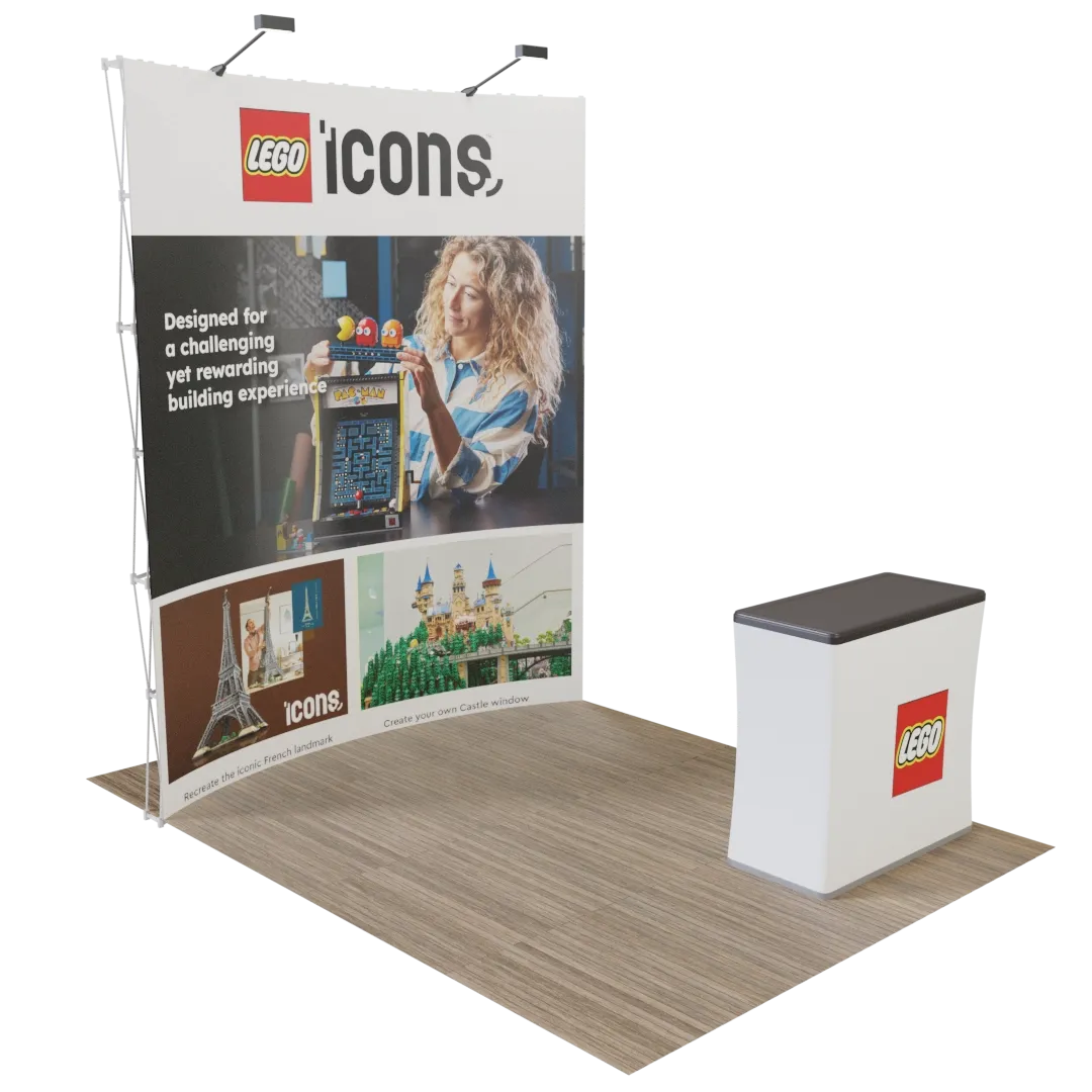 Custom Curved Pop-up Trade Show Display Stand 2.4 m x 2.4 m