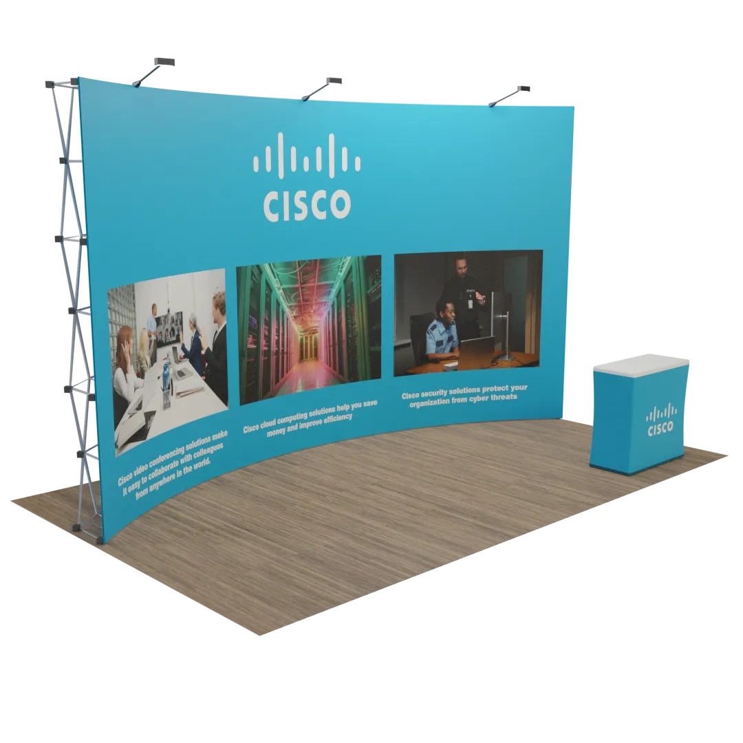 Custom Curved Pop-up Display Stand 6.1 m x 3 m